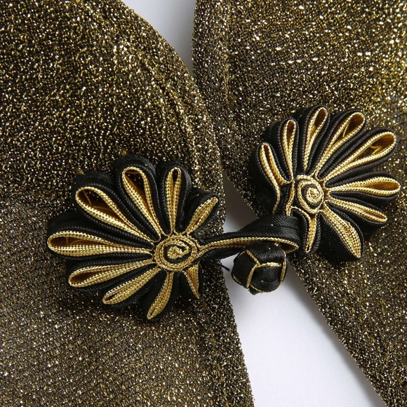 New Cider Solid Glitter Gold Halter Choker Style Cropped Tank Top - Picture 6 of 9